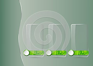 Environmental infographic template of three blank trabsparent labels