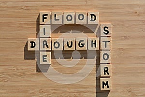 Environmental issues, Flood, Fire, Drought, Storm