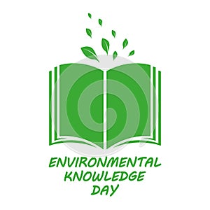 Environmental Knowledge Day book with green leaves