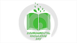 Environmental knowledge day book with green leaves