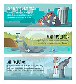 Environmental Pollution Banners Set