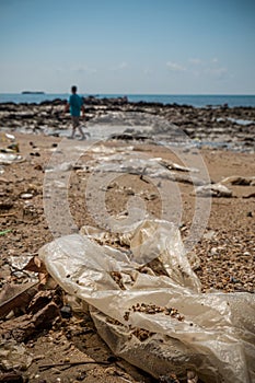 Environmental Pollution on the Beach in Thailand