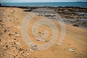 Environmental Pollution on the Beach in Thailand