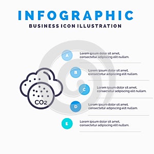 Environmental, Pollution, Co3, Industry Line icon with 5 steps presentation infographics Background