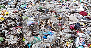 Environmental pollution by dumping different types of garbage