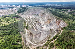 Environmental pollution problems. Open pit mining of copper ore