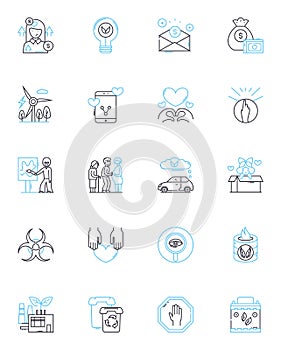 Environmental preservation linear icons set. Sustainability, Conservation, Recycling, Green, Ecology, Renewable