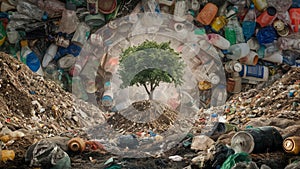 Environmental protection concept. Environmental pollution, a mountain of garbage