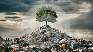 Environmental protection concept. Environmental pollution, a mountain of garbage