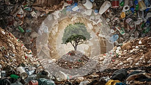 Environmental protection concept. Environmental pollution, a mountain of garbage