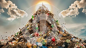 Environmental protection concept. Environmental pollution, a mountain of garbage