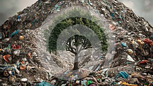 Environmental protection concept. Environmental pollution, a mountain of garbage