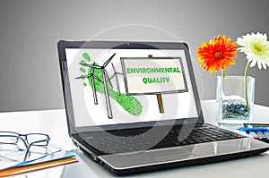 Environmental quality concept on a laptop screen