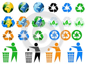 Environmental recycling icons