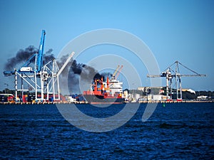 Environmental Smoke Pollution from Container Ship