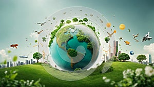 Environmental technology concept A Green Earth in concept of Saving the environment Environment Wor