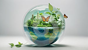 Environmental technology concept A Green Earth in concept of Saving the environment Environment Wor