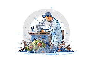 Environmental toxicologist at work flat isolated
