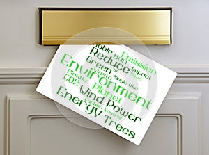 Environmental Word Cloud message on a postcard