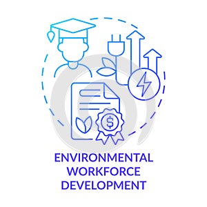 Environmental workforce development blue gradient concept icon