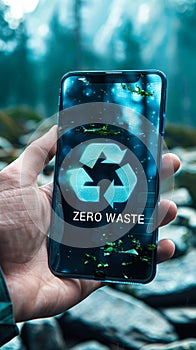 Environmentally Conscious Individual Engaging with Zero Waste Initiative on a Digital Interface for Sustainable Living