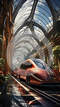 Environmentally friendly future modern stations and trains