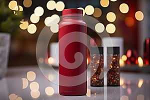 Environmentally friendly reusable red water bottle photo