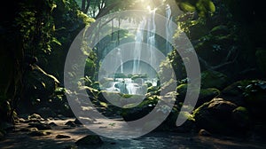 a cascading waterfall hidden in a deep forest