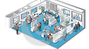 Envision collaboration technology in the office. Business connections. Communication of company employees