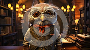 Envision a debonair owl