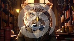 Envision a debonair owl