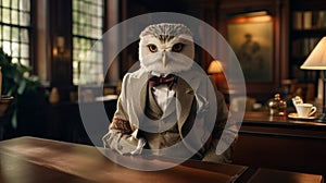 Envision a debonair owl