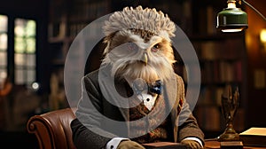 Envision a debonair owl