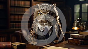 Envision a debonair owl