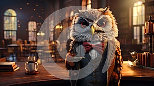 Envision a debonair owl