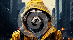 Envision a fashionable raccoon photo