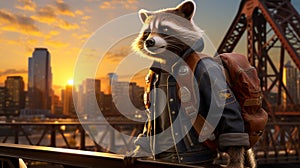 Envision a fashionable raccoon photo