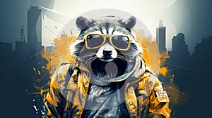 Envision a fashionable raccoon photo