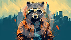 Envision a fashionable raccoon photo