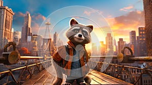 Envision a fashionable raccoon photo