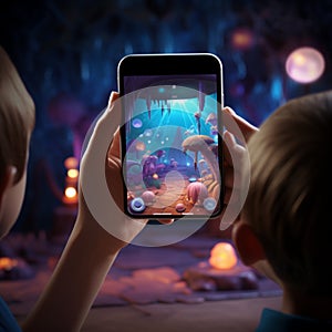 Envision a scene where a happy child explores the wonders of the iPhone 15