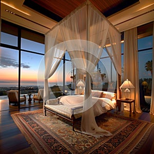 Envision a serene, luxury bedroom photo