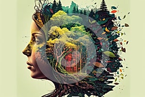 Envisioning the Forest in Your Mind. An Intriguing Illustration for Meditation and Relaxation.