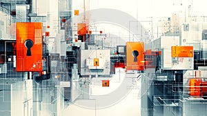 Envisioning Tomorrow's Digital Landscape with a Creative Abstract Background of Diverse Shapes and Patterns for More Secure