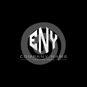 ENY letter logo design with polygon shape. ENY polygon and cube shape logo design. ENY hexagon vector logo template white and