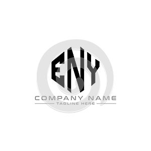 ENY letter logo design with polygon shape. ENY polygon and cube shape logo design. ENY hexagon vector logo template white and