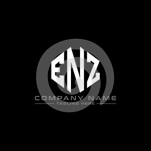 ENZ letter logo design with polygon shape. ENZ polygon and cube shape logo design. ENZ hexagon vector logo template white and