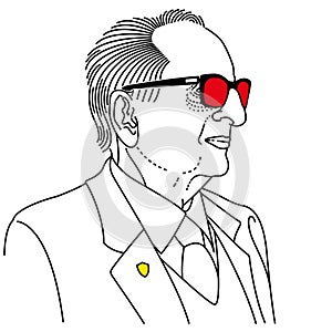 Enzo Ferrari portrait, graphic elaboration, illustration