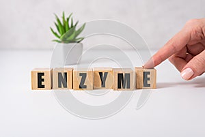 ENZYME word made with building blocks with hand