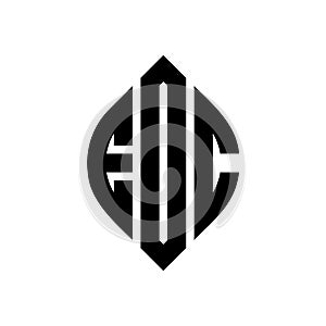 EOC circle letter logo design with circle and ellipse shape. EOC ellipse letters with typographic style. The three initials form a